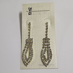 Christina Collection Earrings Gold Tone Rhinestone Dangle Earrings